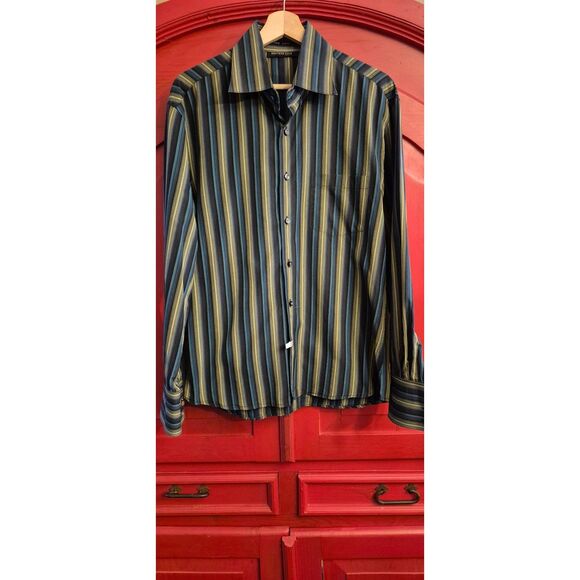 Kenneth Cole NY Large 100's 2 Ply Lg Sleeve Button Dwn Shirt Freshly Dry Cleaned - Picture 1 of 4